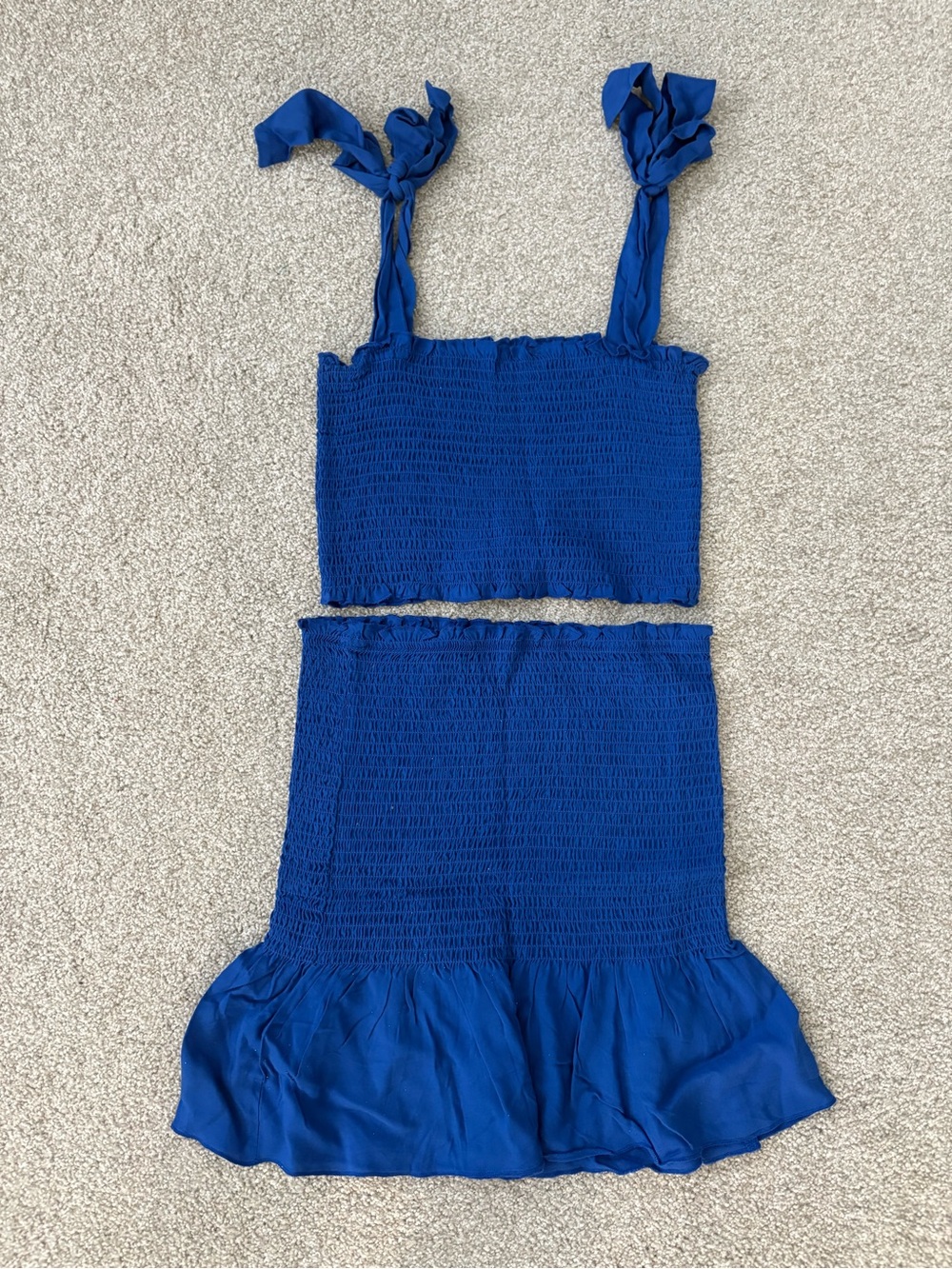 Royal Blue Smocked Two-Piece Set